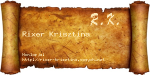 Rixer Krisztina névjegykártya
